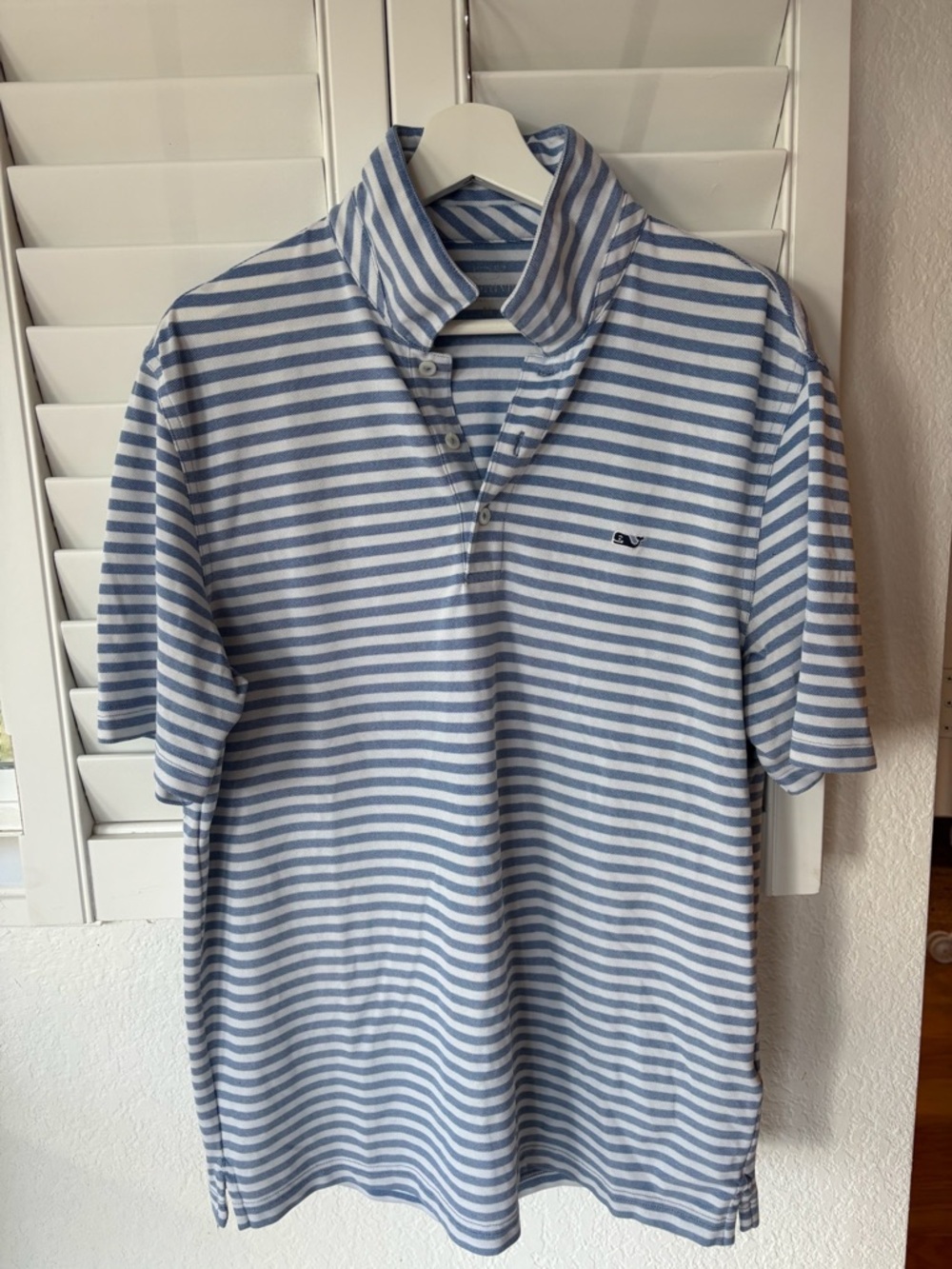 Vineyard Vines Striped Polo Shirt in Light Blue and White